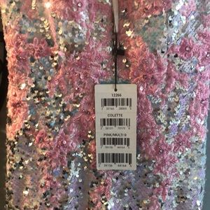 Size 0 Colette gown .  Pink and silver !  Not worn !  Tags attached